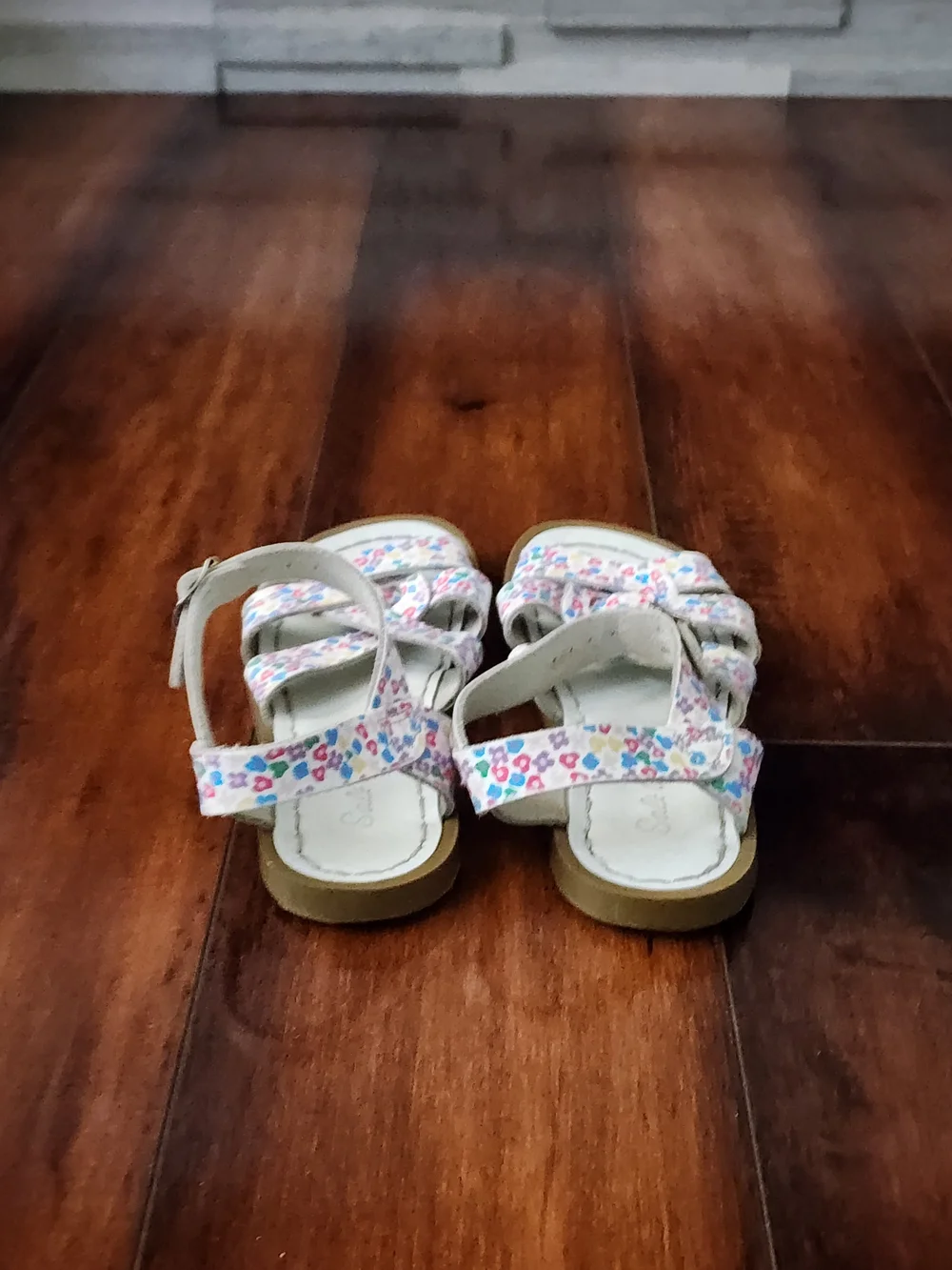Salt Water Sandals Toddler Size 12 White Floral Leather Buckle Sandals